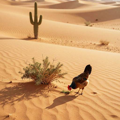 Surreal Desert Chicken at Sunset
