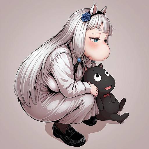 Illustration of Moomintroll, moomin in the style of Starraisins