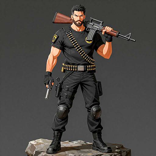 Muscular Soldier in Tactical Gear Illustration