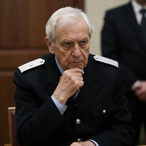 Pensive Elderly Man in Military Jacket