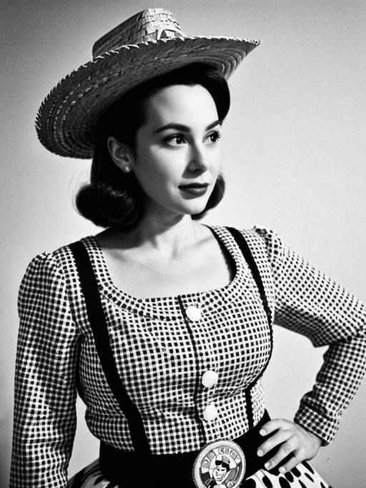 Woman in Retro Style Woody Costume