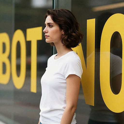 Introspective Woman by Glass Reflection