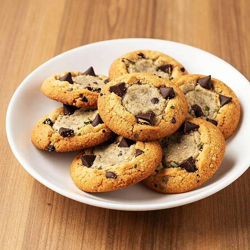 Golden Chocolate Chip Cookies on Plate