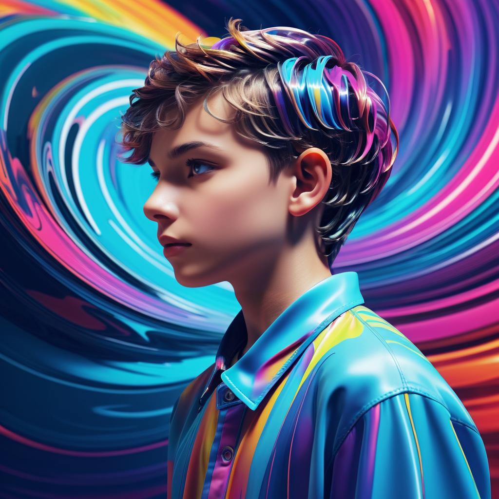 Vibrant 3D Digital Portrait for Boys