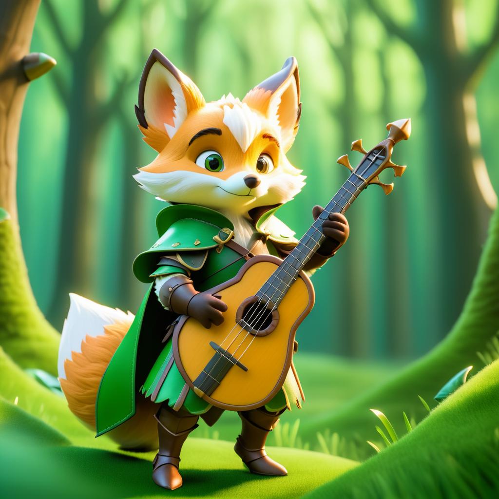 Adventurous Fox Bard in Fantasy Scene