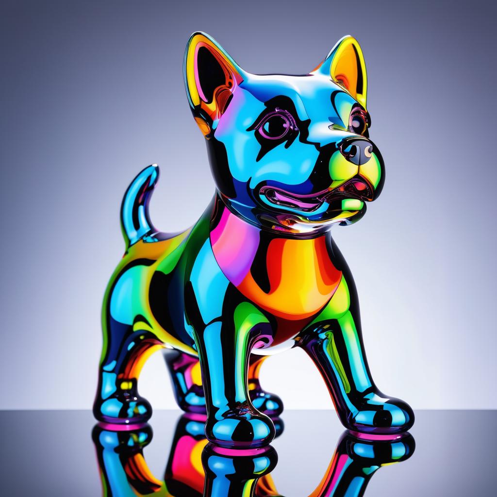 Vibrant Glass Dog Sculpture in Pop Art