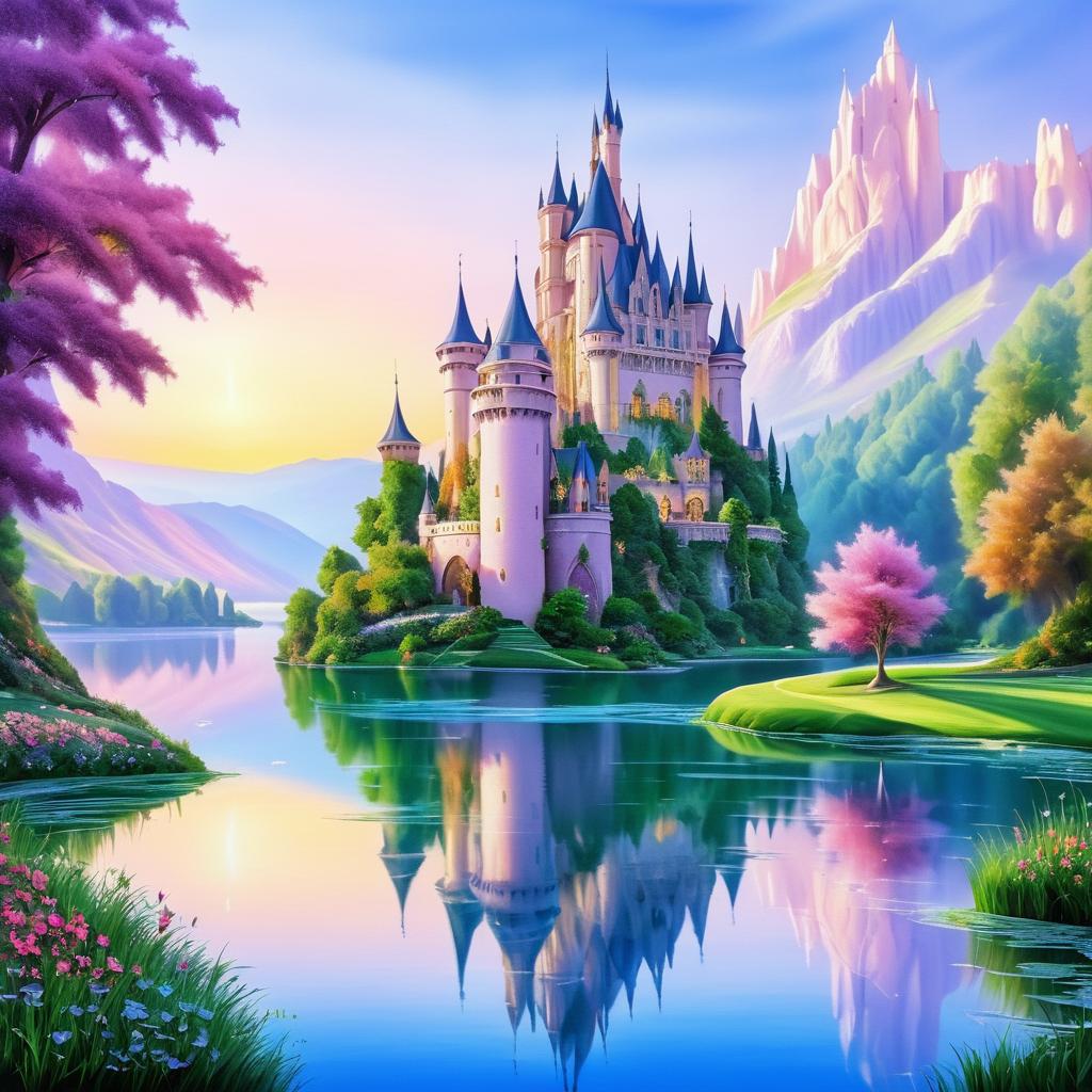 Serene Castle by a Whimsical Lake