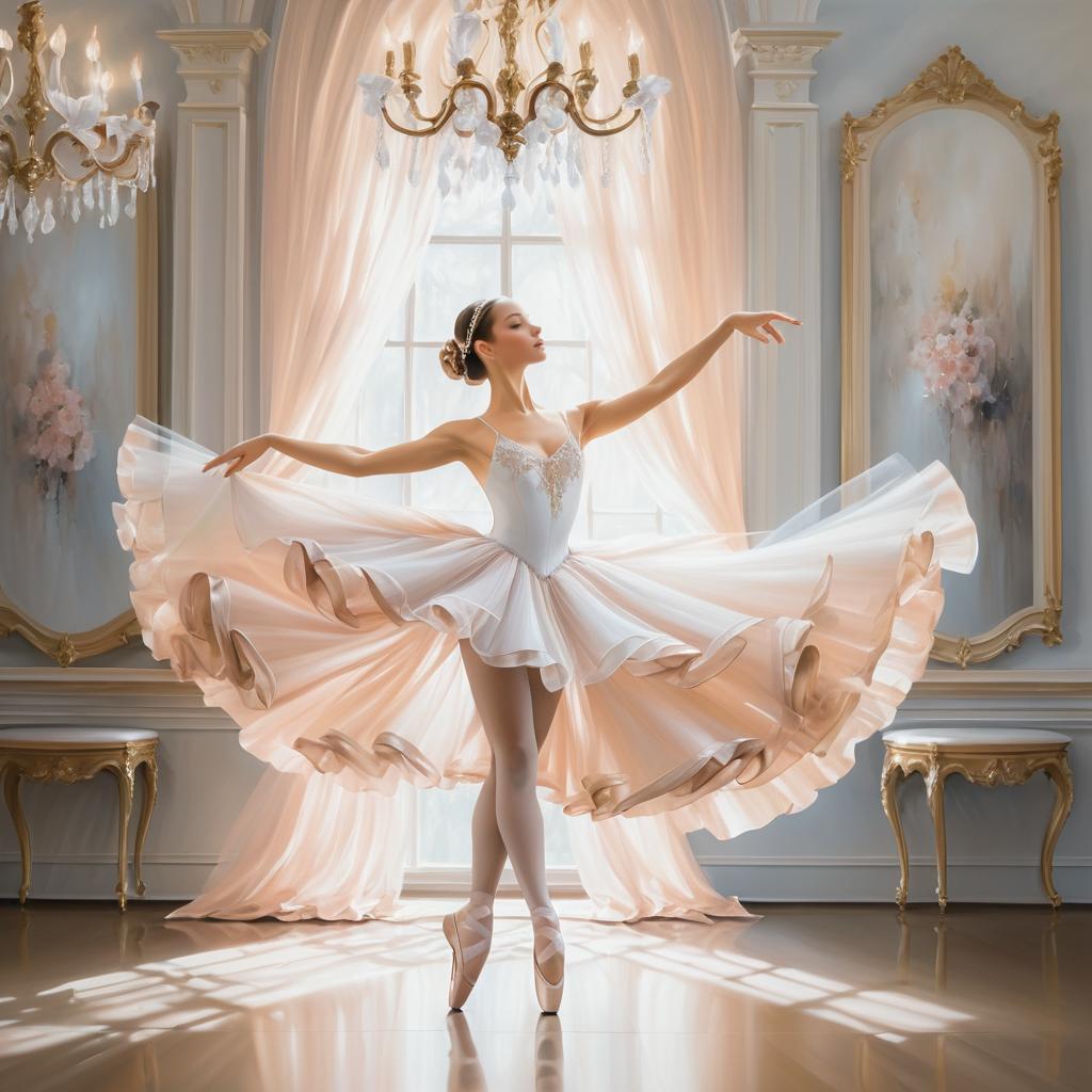 Elegant Ballerina Under a Grand Chandelier