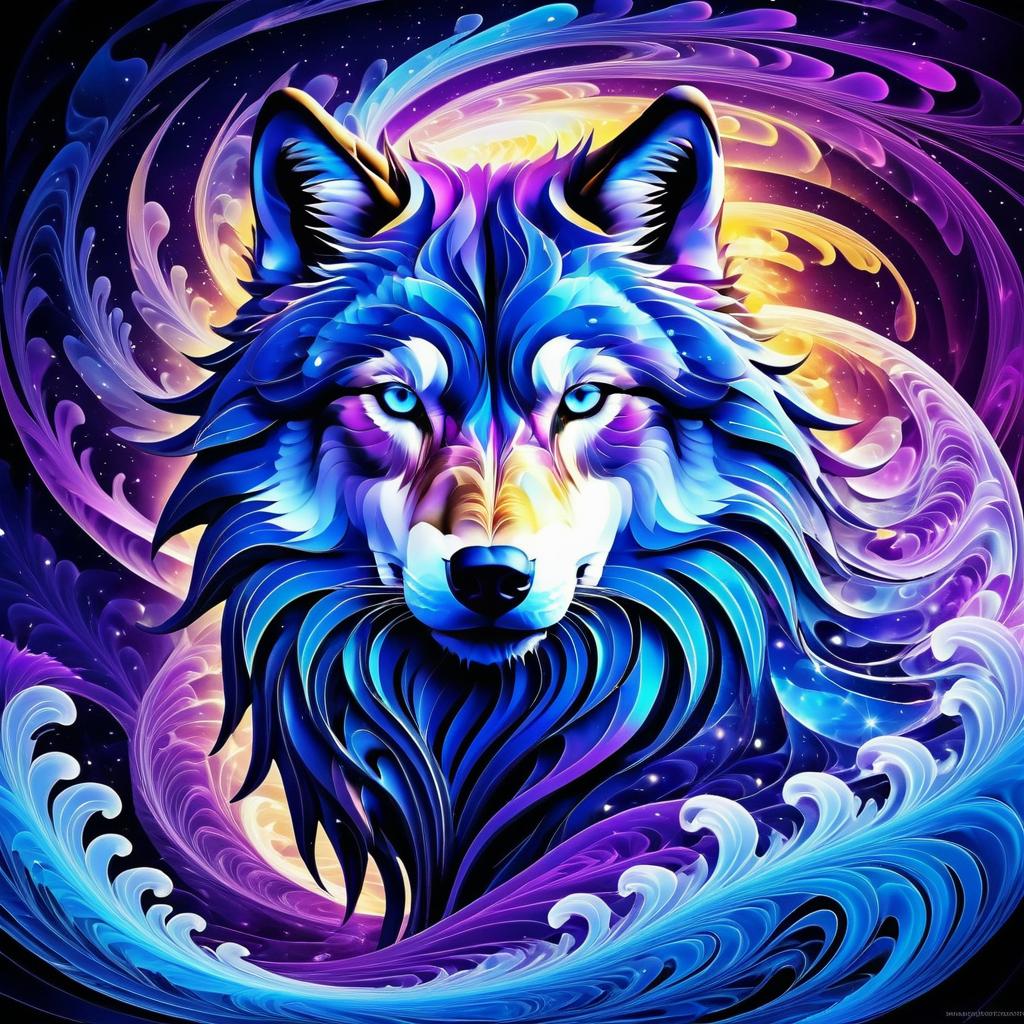 Majestic Wolf in Ethereal Energy Swirls