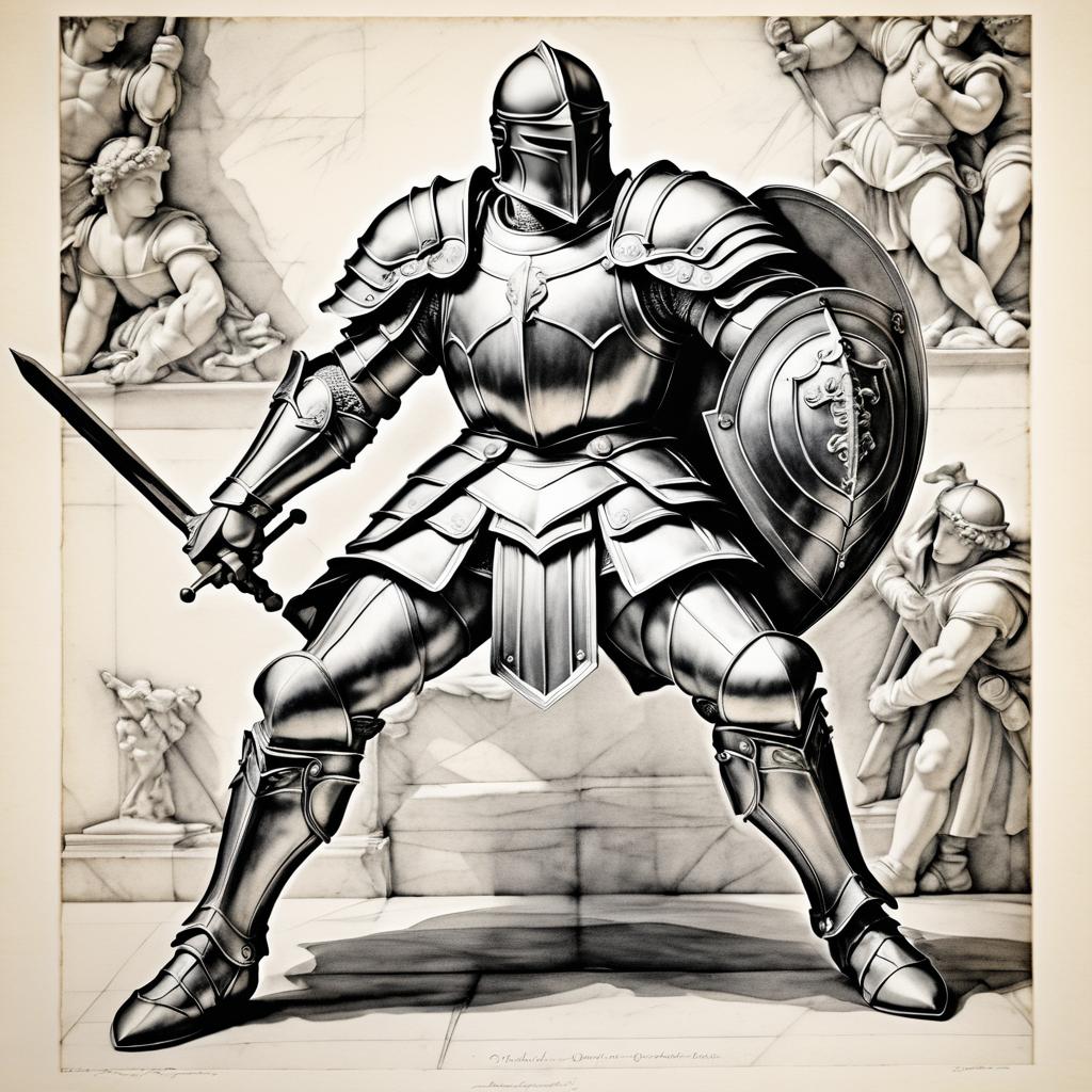 Heroic Knight in Michelangelo's Classical Style