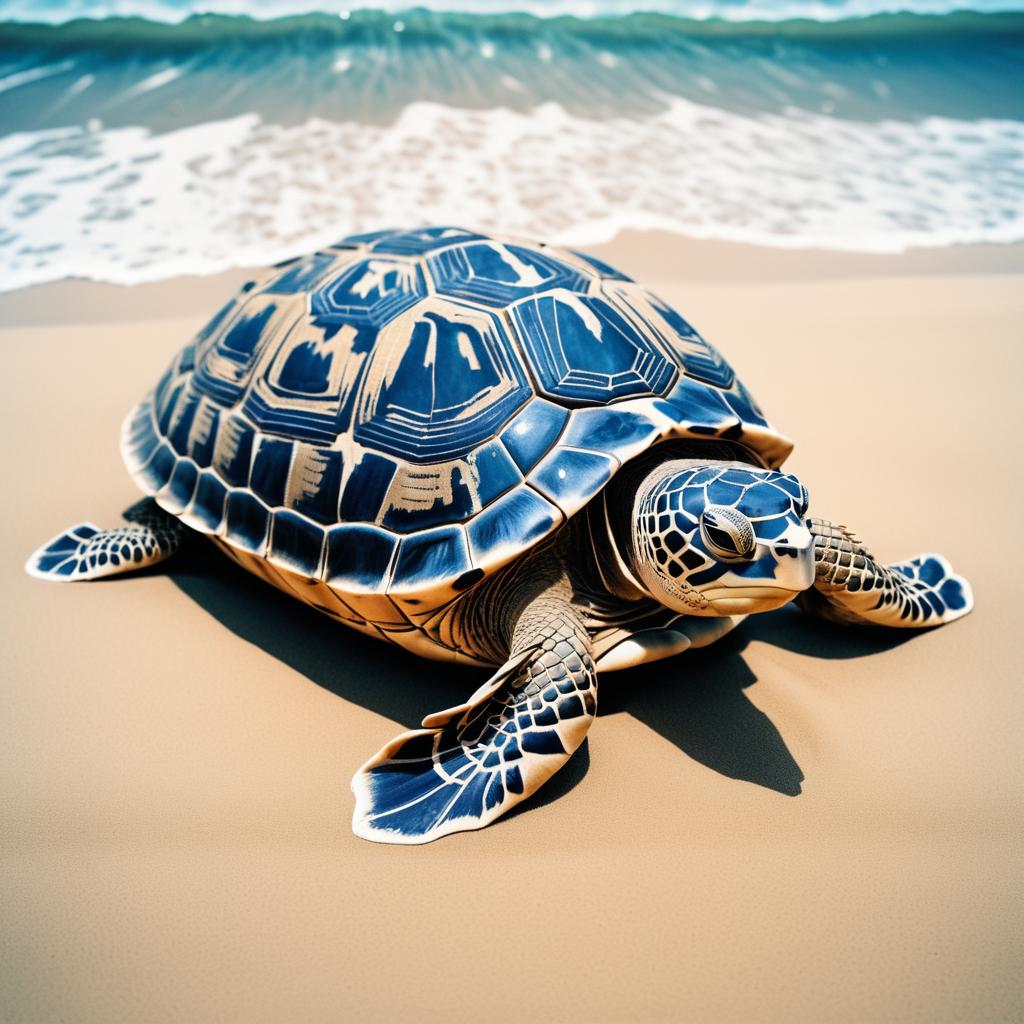 Wise Tortoise on a Serene Beach