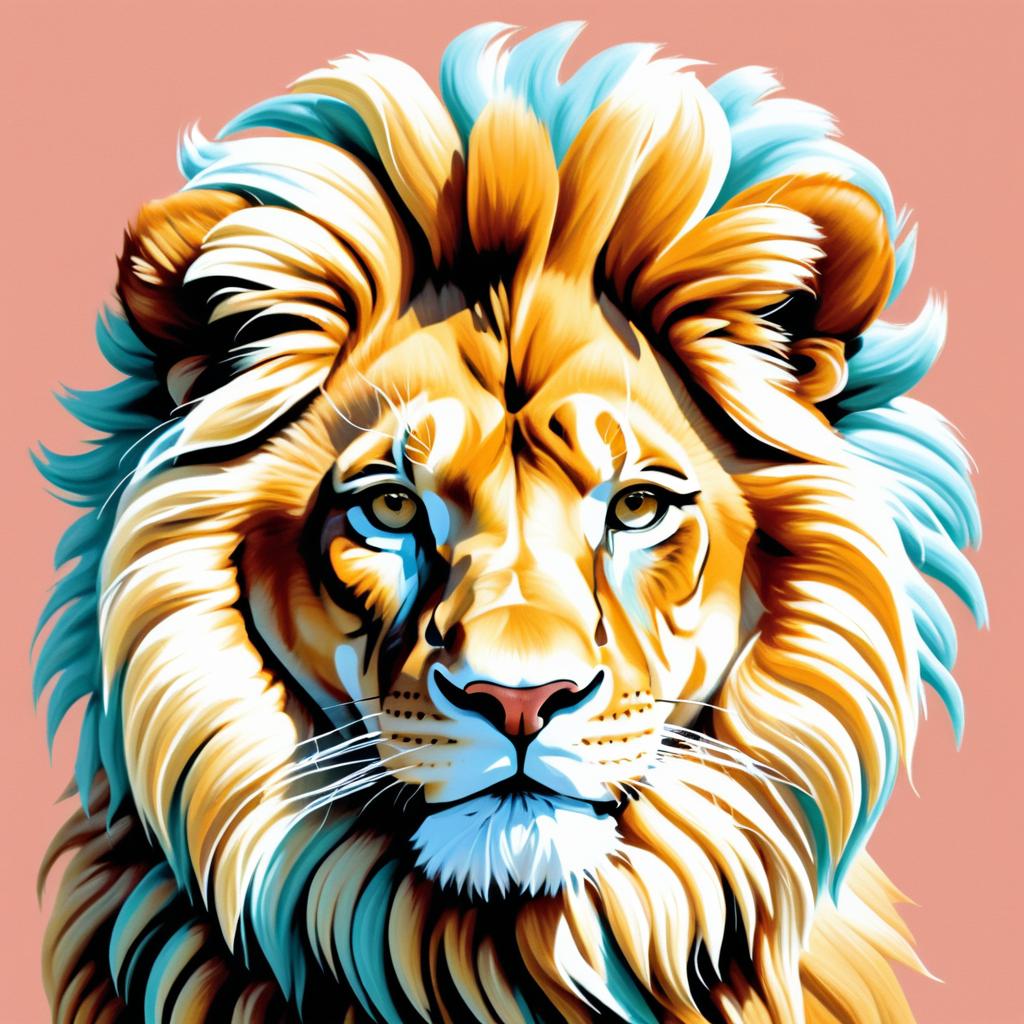 Retro Chic Lion in Hyper-Realism