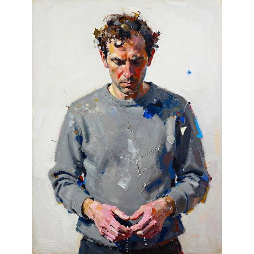 Neo-Expressionist Shattered Man Portrait