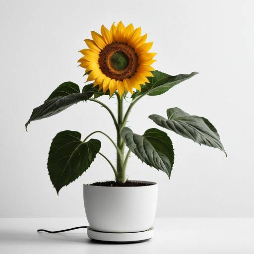 Hydroponic Sunflower in White Pot