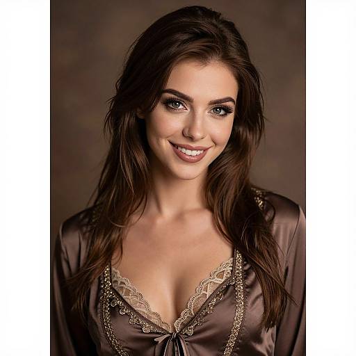 Elegant Taupe Brown Sleepwear Portrait