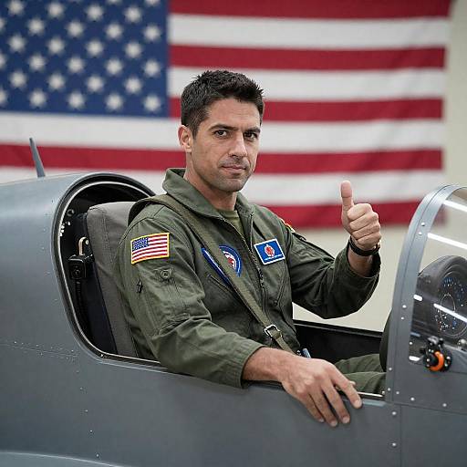 Pilot in Military Cockpit with Thumbs-Up