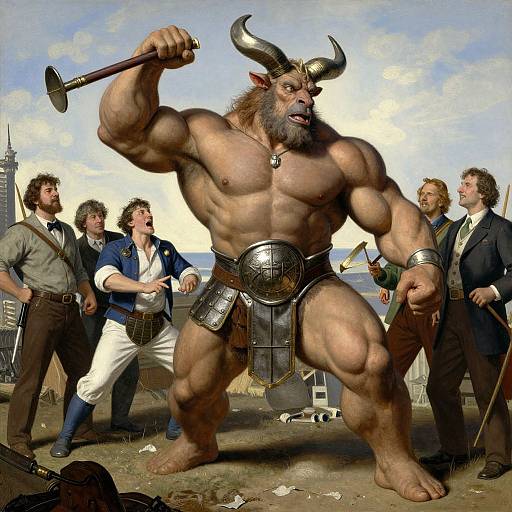 Massive Muscular Minotaur in Armor
