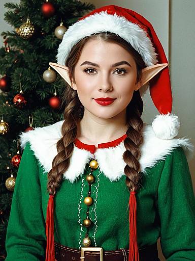 Realistic Christmas Elf in Santa Outfit