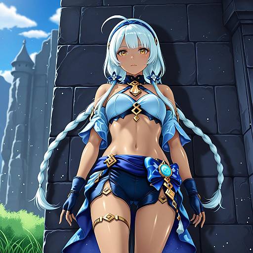 Illustration of Mualani (genshin impact), genshin impact in the style of Thor (deep rising)