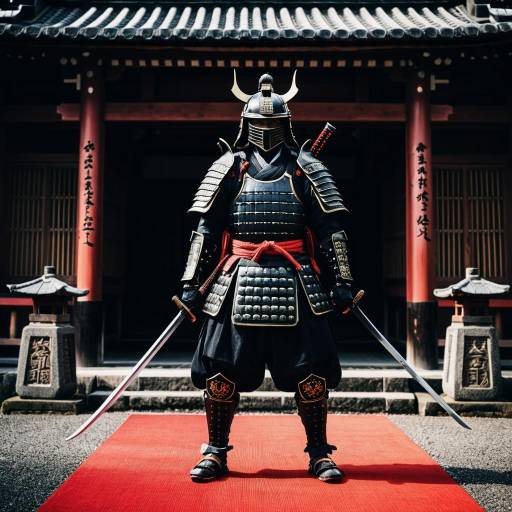 Samurai Warrior in Traditional Japanese Armor