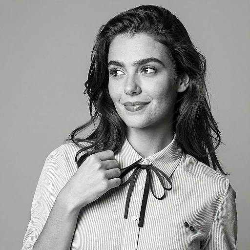 Elegant Woman in Striped Shirt Portrait