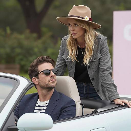 Stylish Couple in Convertible Car