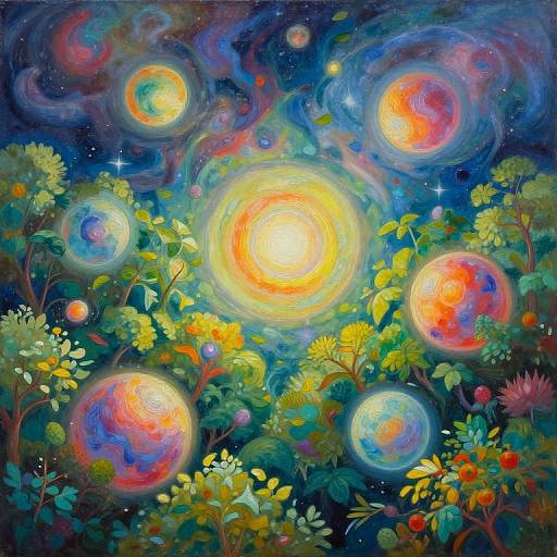 Whimsical Celestial Earthscape Painting