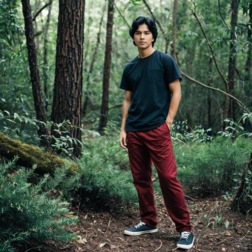 Realistic Boy in Maroon Scrub Pants