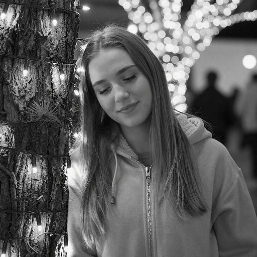 Black-and-White Portrait by Festive Tree
