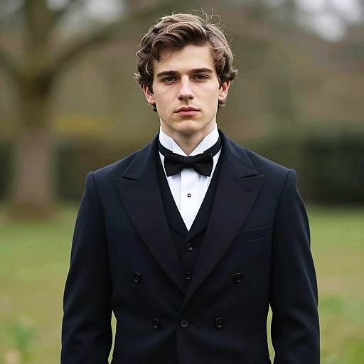 Young man in Victorian tailcoat and bow tie