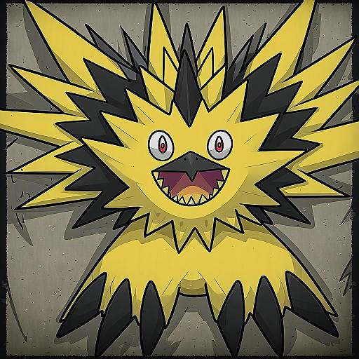 Illustration of Zapdos, pokemon in the style of Ringozaka mariko