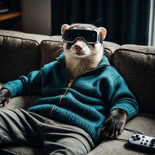 Anthropomorphic Ferret Playing Videogames in VR