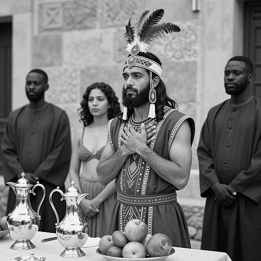 Dramatic Black-and-White Portrait Scene
