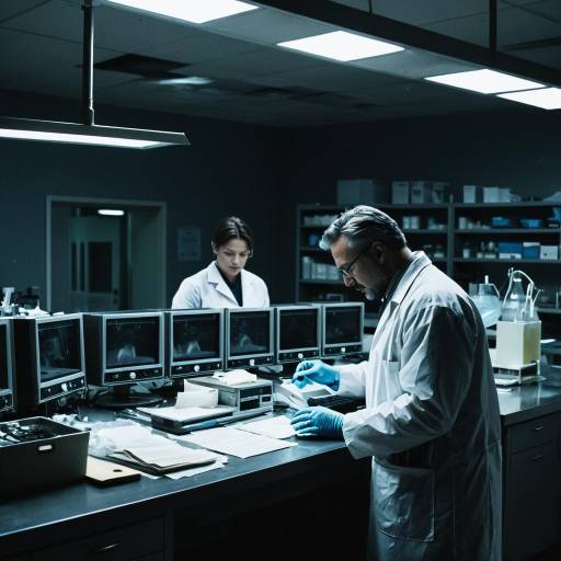 Forensic Scientists Reviewing Evidence in Lab