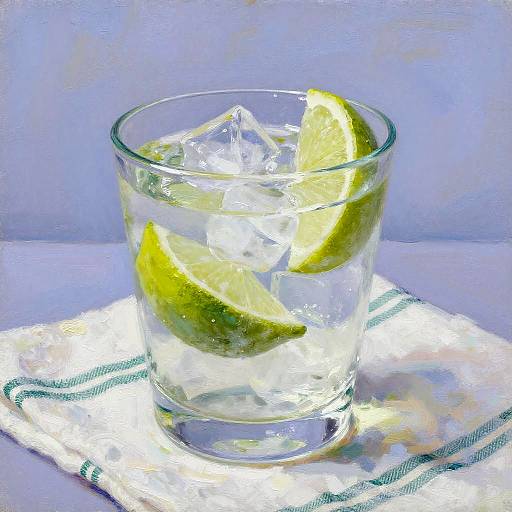 Realistic Still Life with Lime and Ice