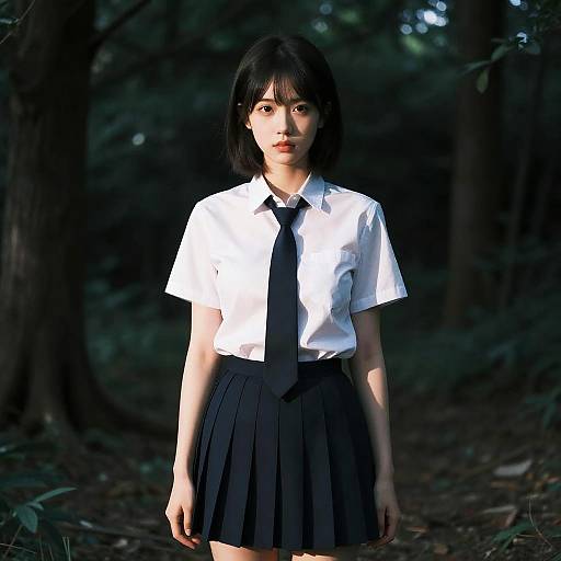 Dim Forest Photorealistic Girl Portrait