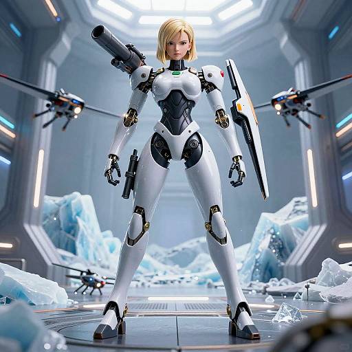 Mecha Android 18 in Futuristic Arctic