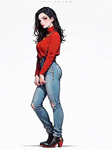 Casual Chic Woman in Red Turtleneck