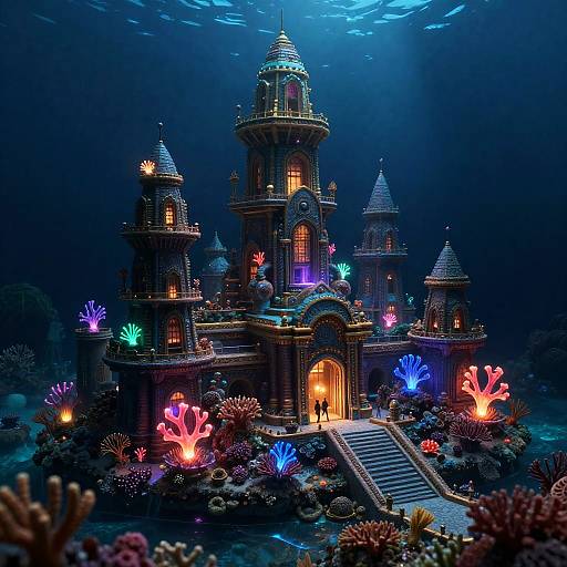 Vibrant Underwater Cityscape Render