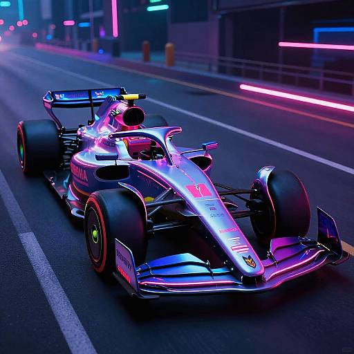 Neon Sci-Fi Formula 1 Car on City Highway