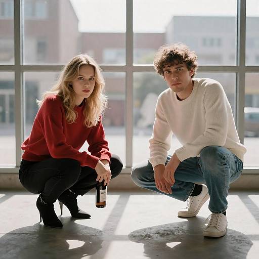 Intense Urban Duo: Crouching Portrait