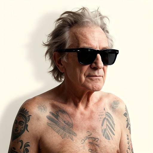 Mesmerizing Tattooed Old Man Portrait