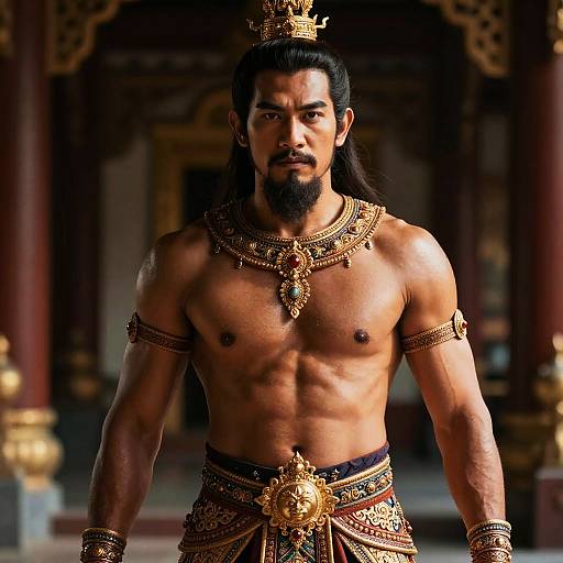 Regal Thai Warrior in Traditional Armor