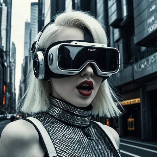Futuristic Albino Woman with VR Goggles