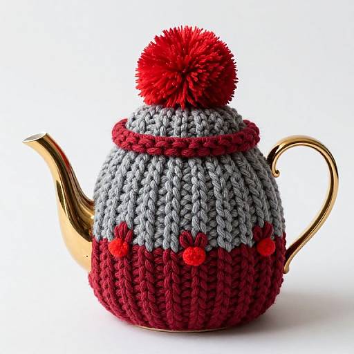Handcrafted Claret Gray Chunky Tea Cozy