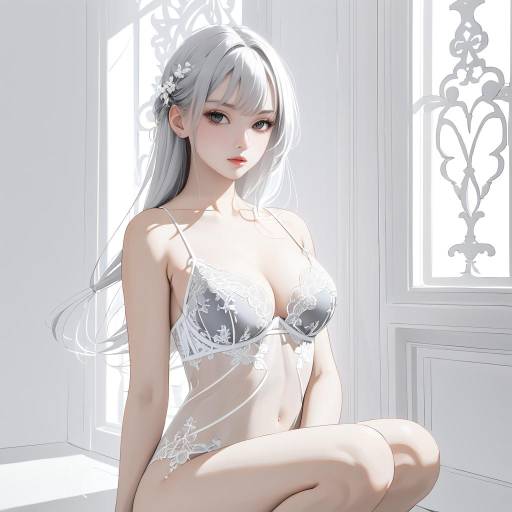 Ethereal Woman in Delicate Lingerie Ethereal Woman in Delicate Lingerie