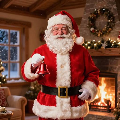 Jolly Santa by Cozy Fireplace