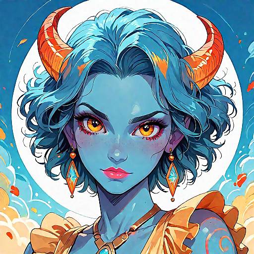 Noble Demon Woman in Vintage Gown