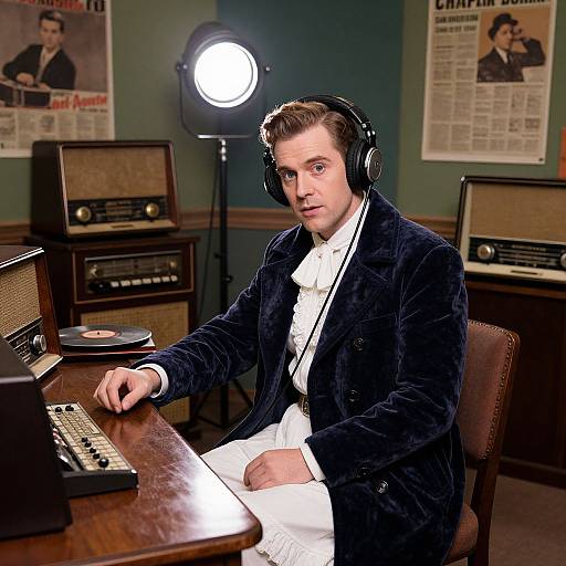 1930s Vintage Radio Presenter Portrait