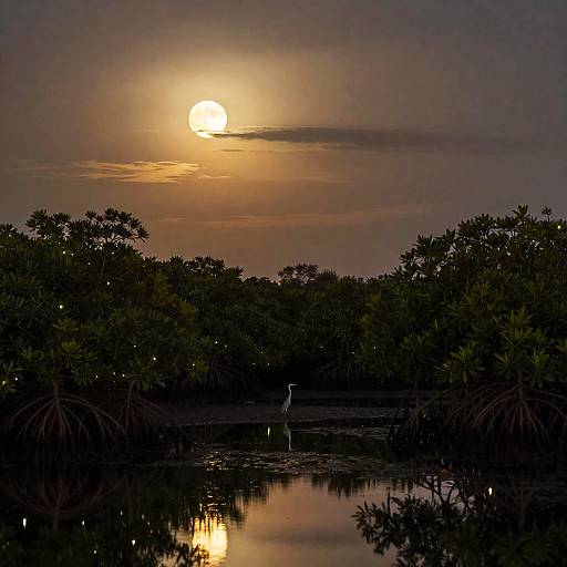 Golden Moon Over Mangrove Swamp
